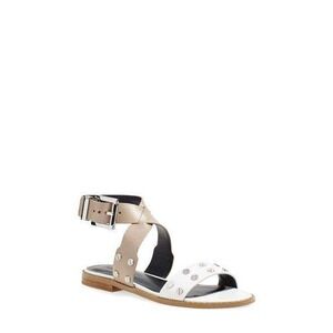 Rebecca Minkoff 'Stam' White Taupe Studded Ankle Strap Sandal 7